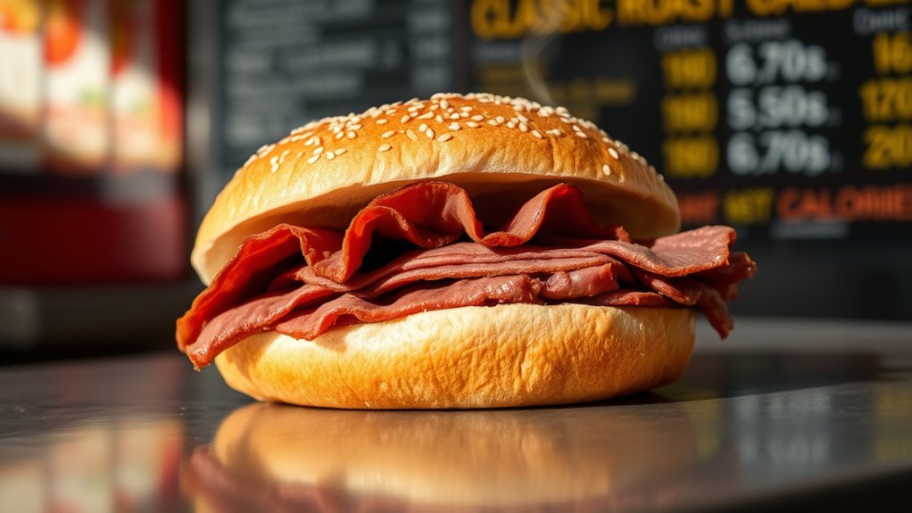 arby s roast beef calories