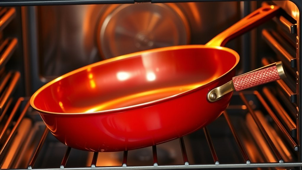 oven safe red copper pan