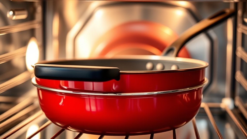 oven safe red copper pans