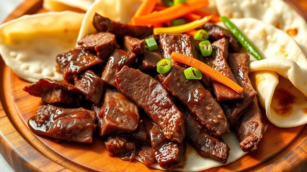 savory beef in pancakes