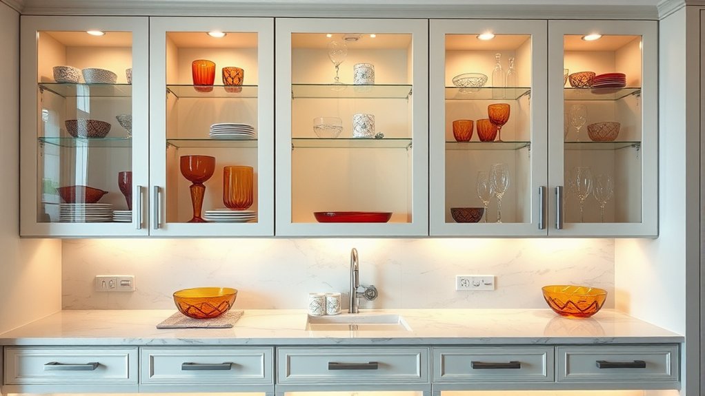 8 Tips to Style Glass Kitchen Cabinets With Flair 2 stylish functional glass cabinets